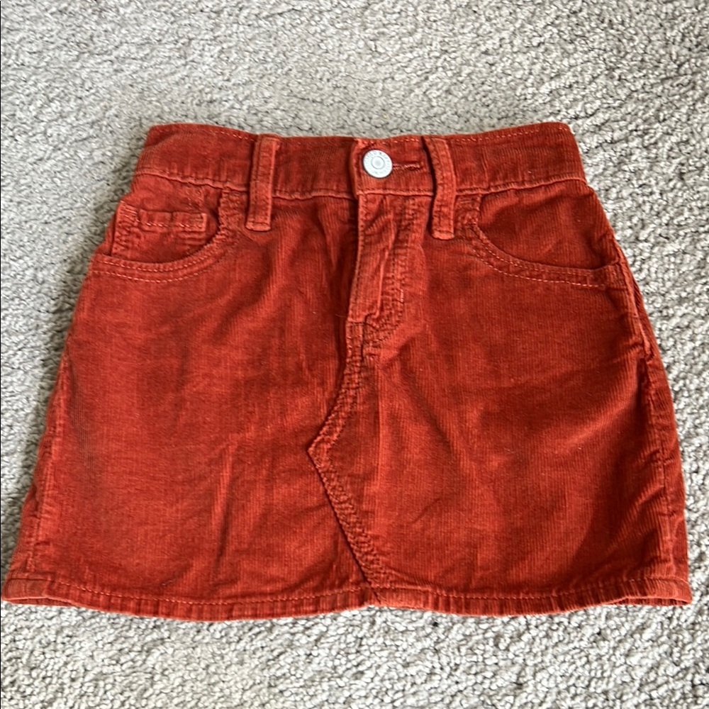 Rust Corduroy Mini Skirt